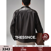 都市猎装 头层牛皮蜡感工艺全粒面肌理 老钱皮衣男秋冬 黑标