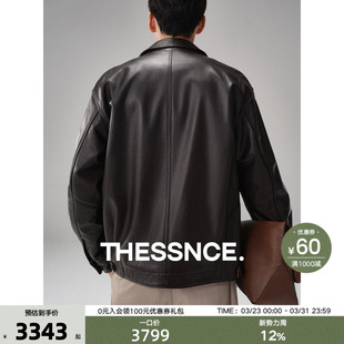 都市猎装 头层牛皮蜡感工艺全粒面肌理 老钱皮衣男秋冬 黑标