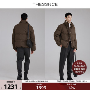 THESSNCE色织四面弹仿羊毛质感鸭绒高领羽绒服外套男冬