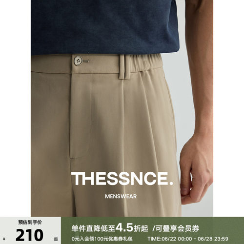 THESSNCE 莫代尔肌肤感仿铜氨风格复古褶裥短裤