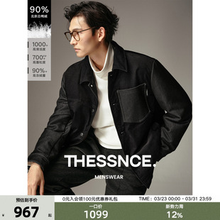 THESSNCE 灯芯绒拼接牛仔风格 三星90白鸭绒夹克重磅羽绒服外套男