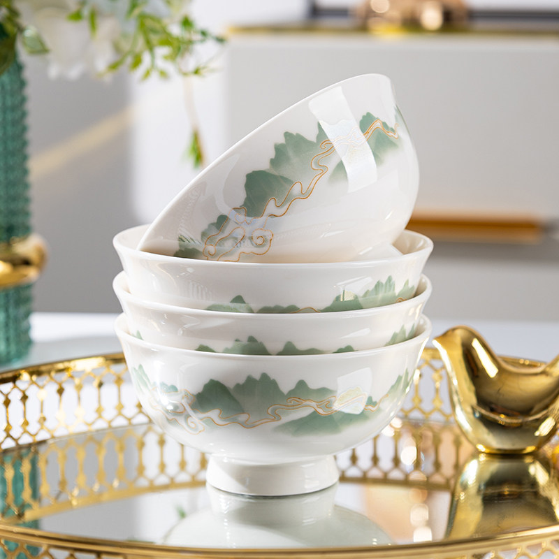 高颜值饭碗家用2025新款陶瓷面碗复古高脚汤碗中式小汤碗餐具组合,餐饮具,碗,淘宝优惠券,粉丝福利购,淘宝优惠卷