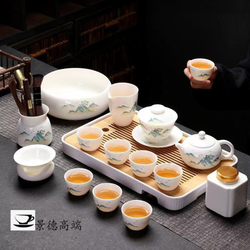 景德镇网红千里江山羊脂玉礼盒装