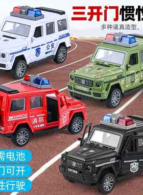 网红儿童惯性越野车玩具模型 男孩可开门大G汽车摆件仿真警车礼物