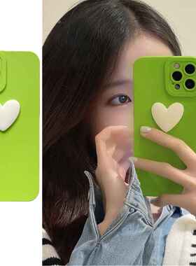 简约立体爱心iphone15promax手机壳适用13/14液态11硅胶xs/87plus