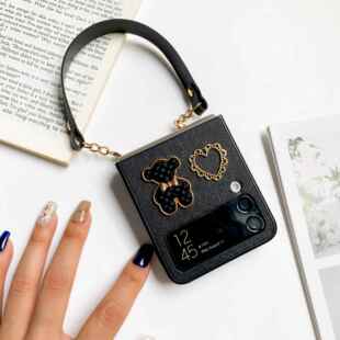 适用于三星Flod3折叠屏ZFlip3手机壳翻盖高级感手提爱心小熊小众