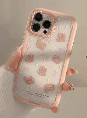 蝴蝶结小猫适用iPhone14磁吸苹果15手机壳13ProMax原创11亚克力12