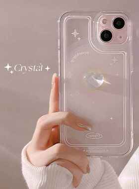 立体水晶爱心适用iphone14苹果手机壳15pro max小仙女11硅胶13套X