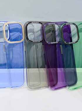 适用iphone15手机壳PC透明苹果15pro轻奢风14小众13硬壳12代发13p