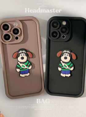 潮牌适用苹果15手机壳iphone14promax立体卡通狗13代发11全包XR套