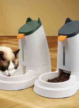 新品宠物喂食器猫自动饮水机大容量开盖储粮桶狗食盆水碗宠物食具