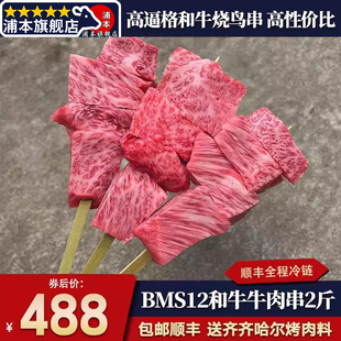 包邮2斤澳洲BMS12和牛上脑牛肉串原切雪花霜降烧烤清真非A5日m12