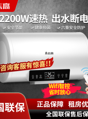 志高热水器电家用卫生间淋浴40L小型速热6080升出租房储水式洗澡