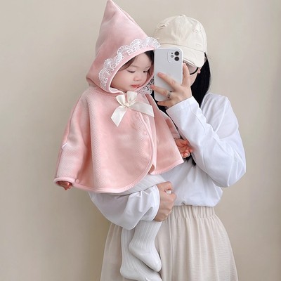 婴儿斗篷秋冬外出女宝宝披风冬季女童出门加厚披肩防风婴幼儿外套