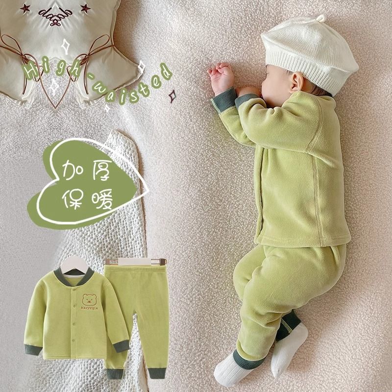 秋冬款加绒外穿保暖衣套装