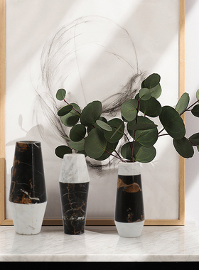 天然大理石花瓶餐厅样板房软装