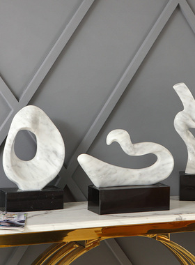 轻奢现代创意大理石装饰摆件样板间酒店大堂玄关高档软装家居饰品