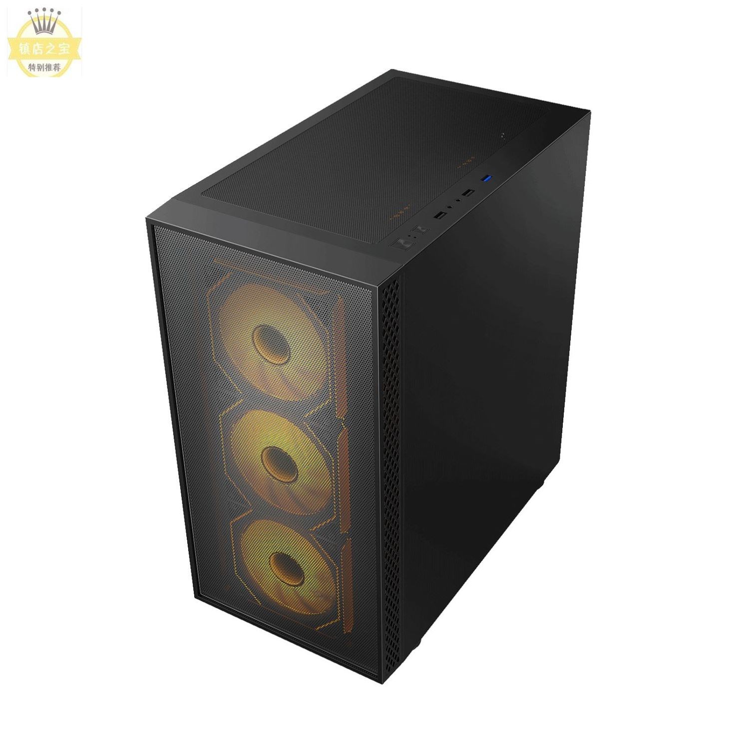 雷飙/暗夜V1电脑机箱台式全侧透游戏水冷M-ATX板背线机箱