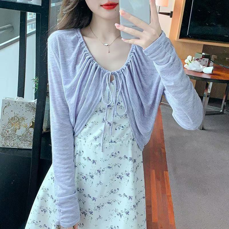 短款防晒针织开衫女夏季新款法式
