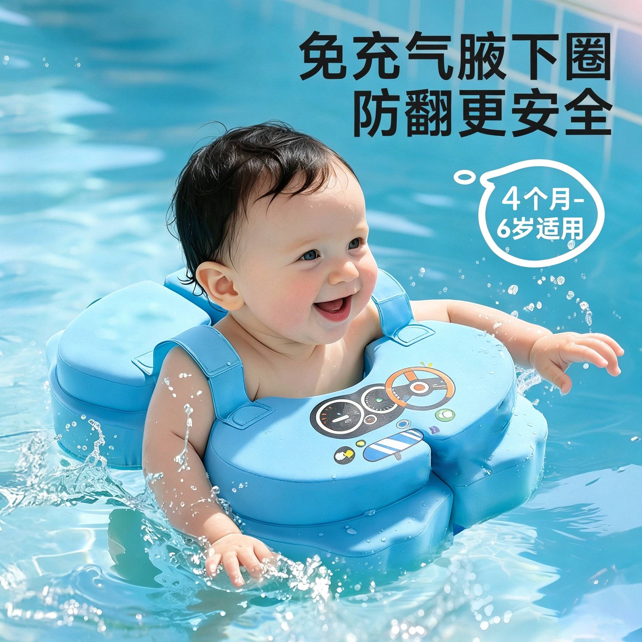 小月龄婴儿专用免充气腋下游泳圈