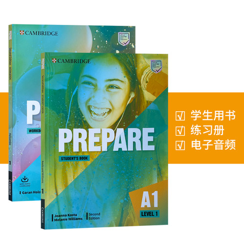 进口原版 新第二版 Prepare 学生书+练习册套装 1级别 剑桥通用认证考试冲刺教材  中考英语 高考英语适用 自学教材