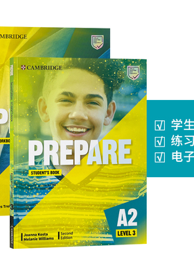 进口原版 新第二版 Prepare 学生书+练习册套装 3级别 剑桥通用认证考试冲刺教材  中考英语 高考英语适用 自学教材