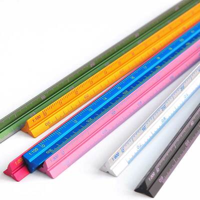 日本HIGHTIDE 办公学习文具PENCO金属三棱尺比例尺直尺尺子15cm
