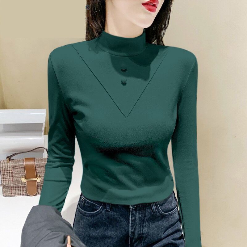 2026秋冬季长袖T恤女士双面德绒修身保暖打底衫上衣内搭大码女装