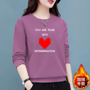 卫衣女秋冬季加绒加厚长袖外套宽松大码女装内搭春款圆领上衣服装
