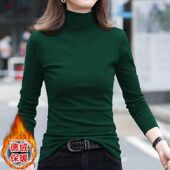 女长袖 秋冬季 内搭保暖上衣 德绒半高领加绒加厚修身 打底衫 新款 韩版