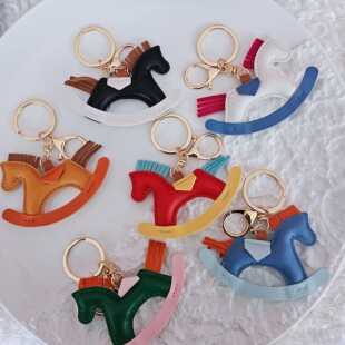 NAIR奈然 蒙古元素钥匙扣蒙古风民族风手工皮革小马车挂件皮质