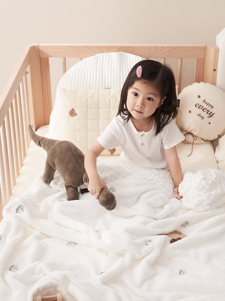 耶西蓓婴儿豆豆毯新生宝宝秋冬加厚推车盖毯婴儿外出防风安抚毛毯