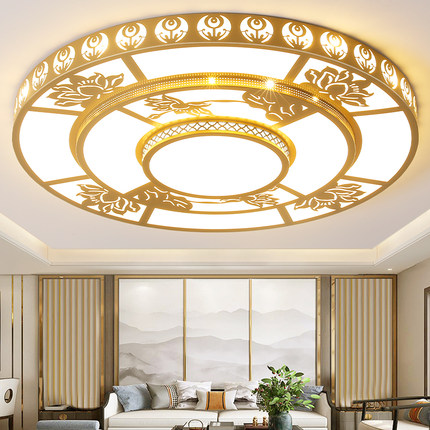 金色客厅大灯2025年新款大气别墅酒店大厅灯新中式led吸顶灯1.2米