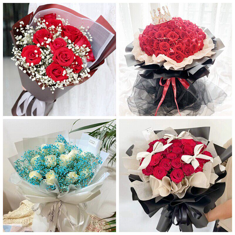 南通市启东市海门市如皋市女神节碎冰蓝红玫瑰花束同城鲜花店表白