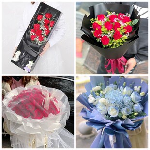 河池市宜州区金城江区女神节碎冰蓝红玫瑰花束同城鲜花店表白求婚