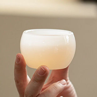 玉杯个人琉璃专用玉石功夫茶品茗白玉茶杯主人茶具杯子大号