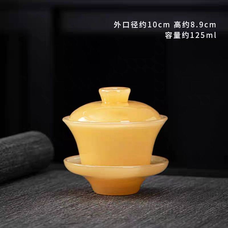 琉璃茶具三才玉瓷盖碗茶