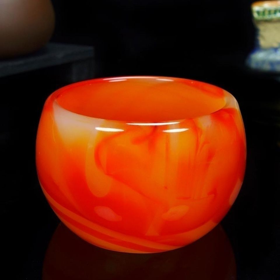 天然红玛瑙玉石茶杯酒杯功夫茶具养生高档茶杯套装单个主人杯套装