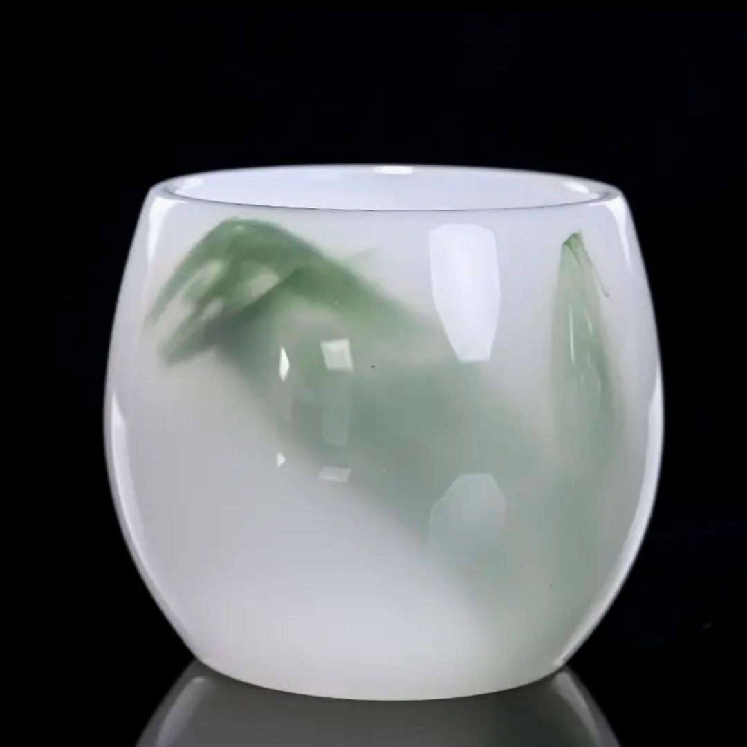 翡翠色玉石茶杯酒杯功夫
