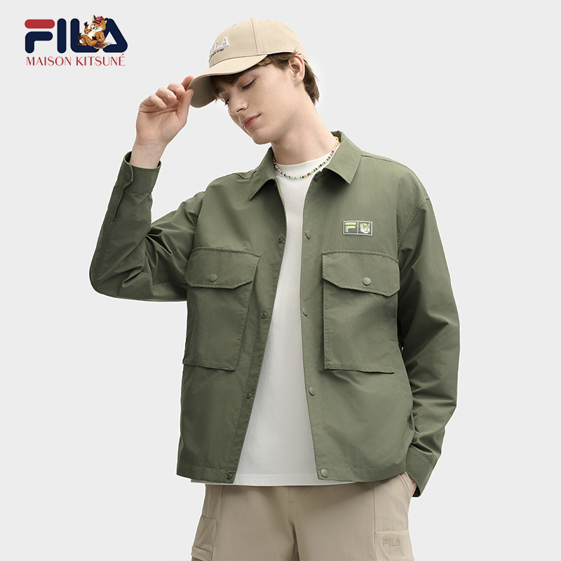 陈哲远同款FILA斐乐男梭织长袖衬衫25夏新小狐狸时尚休闲宽松上衣