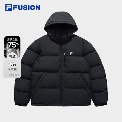 FILA FUSION斐乐潮牌情侣款羽绒服2025冬季新款休闲保暖连帽外套