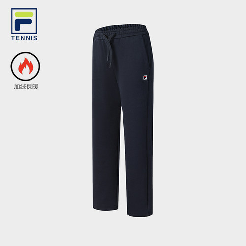 FILA 斐乐官方女士针织长裤2025冬季新款网球运动基础加绒直筒裤