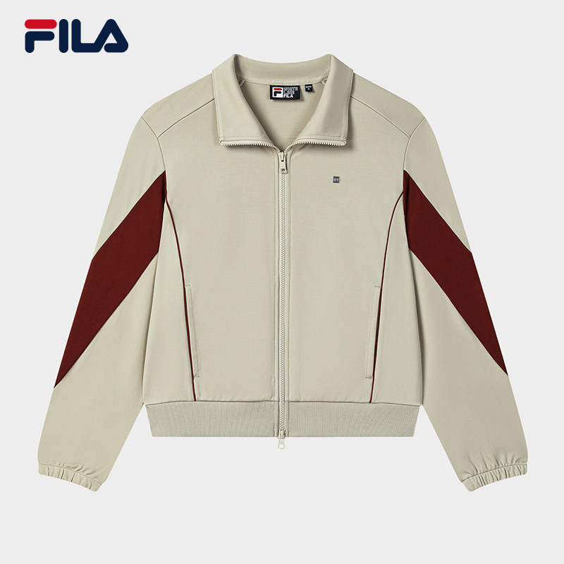 FILA 斐乐官方女士针织长袖外套2025秋新款时尚休闲拼色宽松上衣,运动服/休闲服装,运动茄克/外套,淘宝优惠券,粉丝福利购,淘宝优惠卷