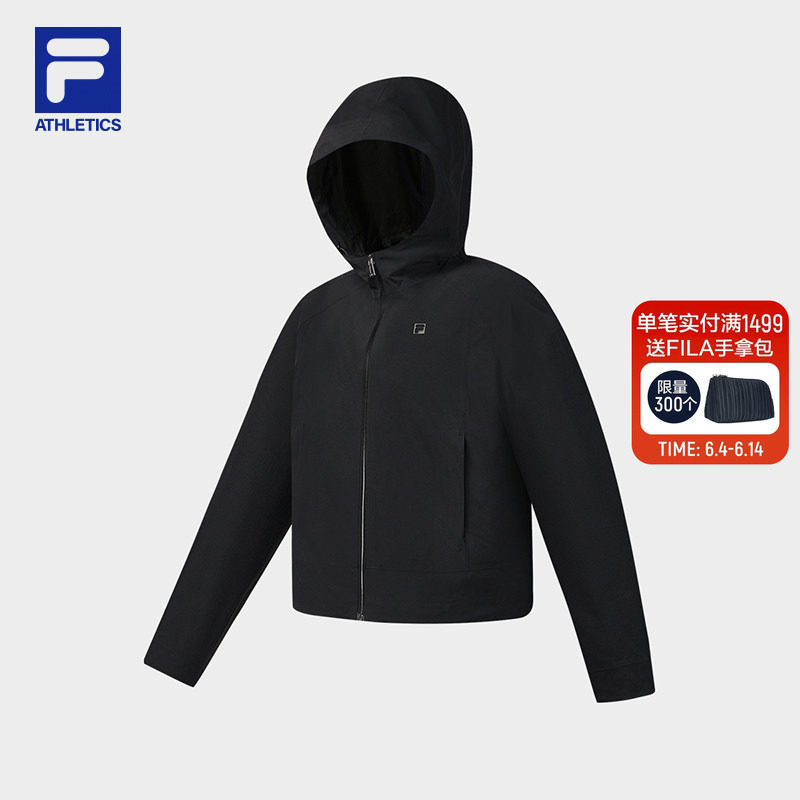 FILA 斐乐官方女士梭织外套2026夏新款健身运动简约宽松连帽上衣