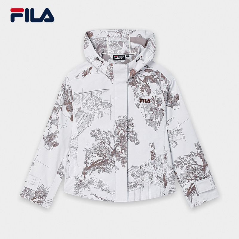 FILA 斐乐官方女士梭织外套2025秋新款时尚休闲满印宽松连帽上衣,运动服/休闲服装,运动茄克/外套,淘宝优惠券,粉丝福利购,淘宝优惠卷