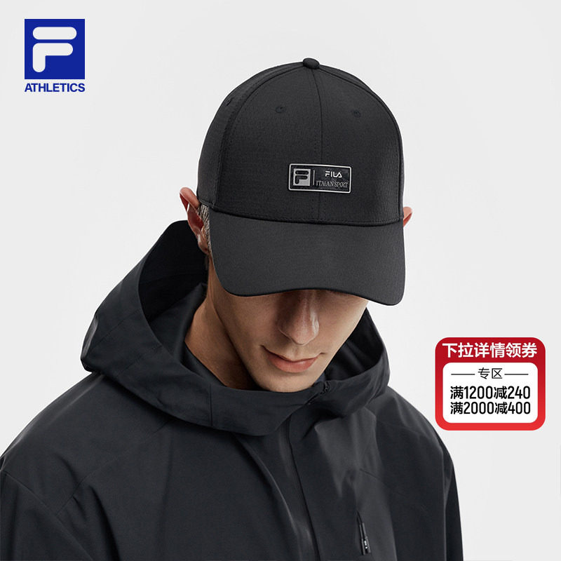 棒球帽|FILA 斐乐官方黑色男子情侣显脸小舒适百搭休闲帽运动帽子
