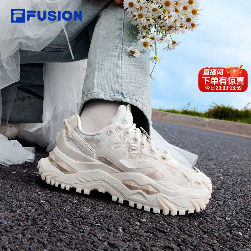 硬糖绽放 FILA FUSION斐乐官方女鞋夏季新款厚底老爹鞋网面运动鞋