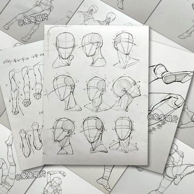 简单速写人物贴纸二次元动漫