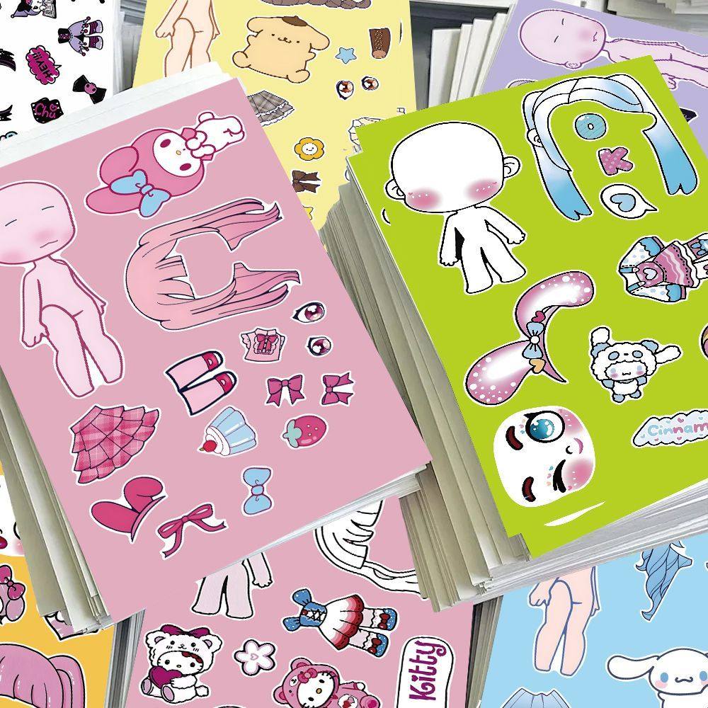 超可爱女孩换装大张贴纸儿童益智手工创意趣味解压安静装饰贴画