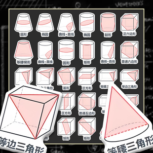 147张立体空间截面图数学图形推挤技巧贴纸立体几何参考创意贴纸